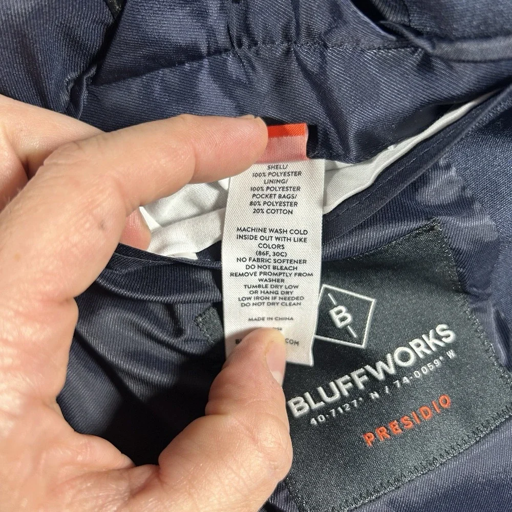 Men's Bluffworks Presidio Slim Fit Blazer Navy 40L Travel Sport Coat